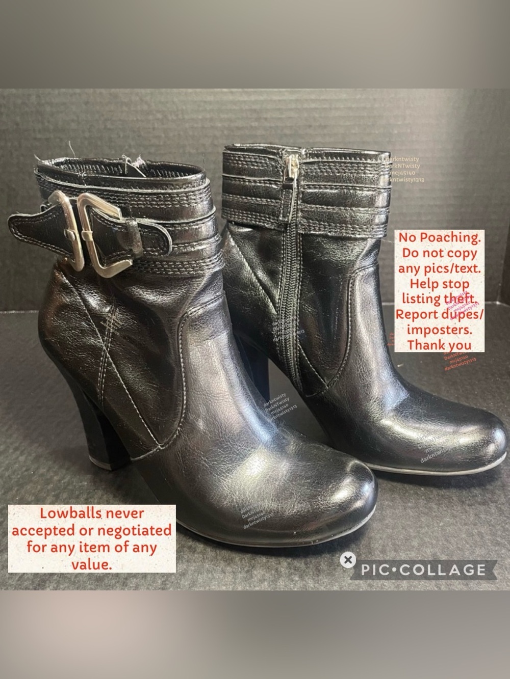 Franco Sarto Buckle Adorned Black Ankle Boots 5.5M EUC PRICE FIRM